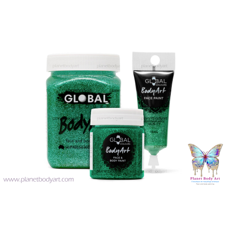 Peinture liquide - Vert paillettes - BodyArt Global Colours -