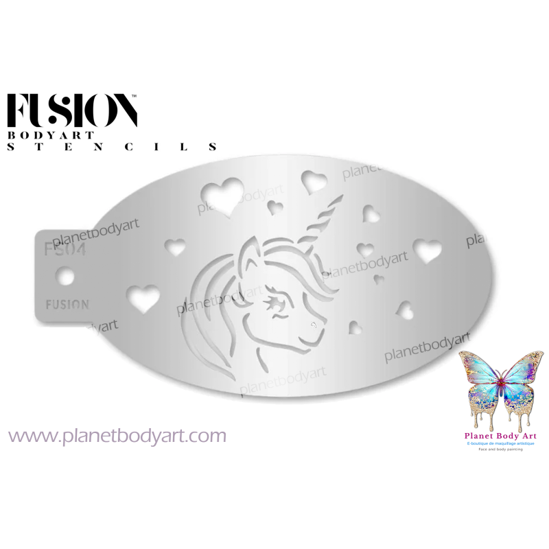 Tete de licorne in love - Pochoir - Fusion Body Art Blanc