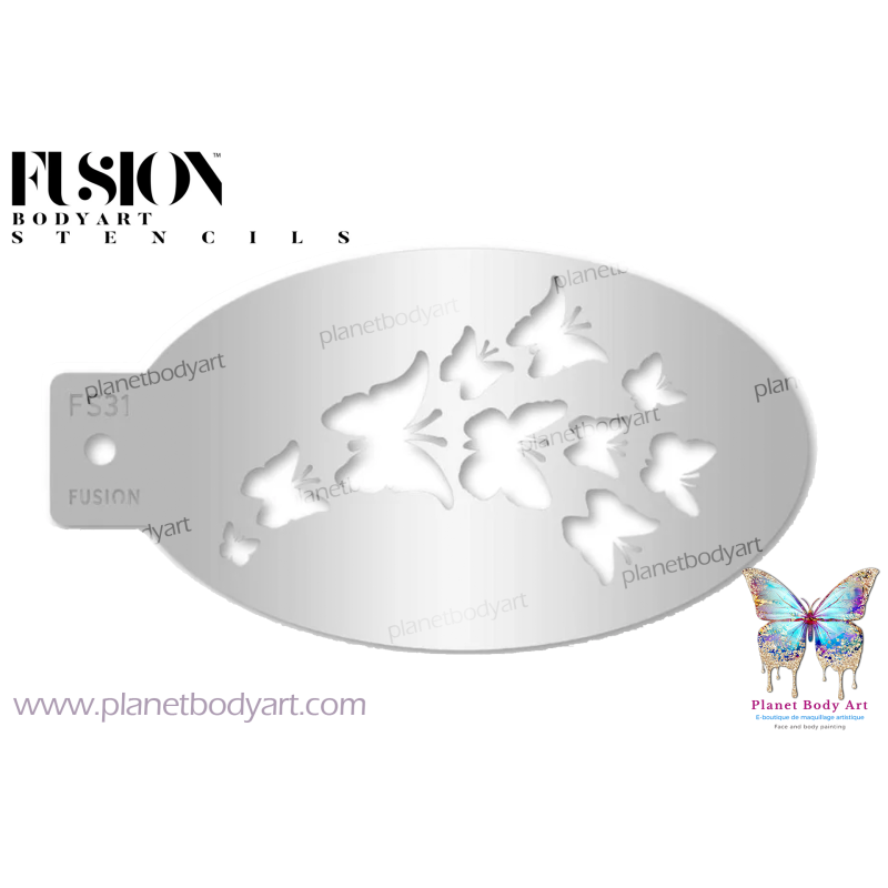 envole de papillon - Pochoir - Fusion Body Art Blanc