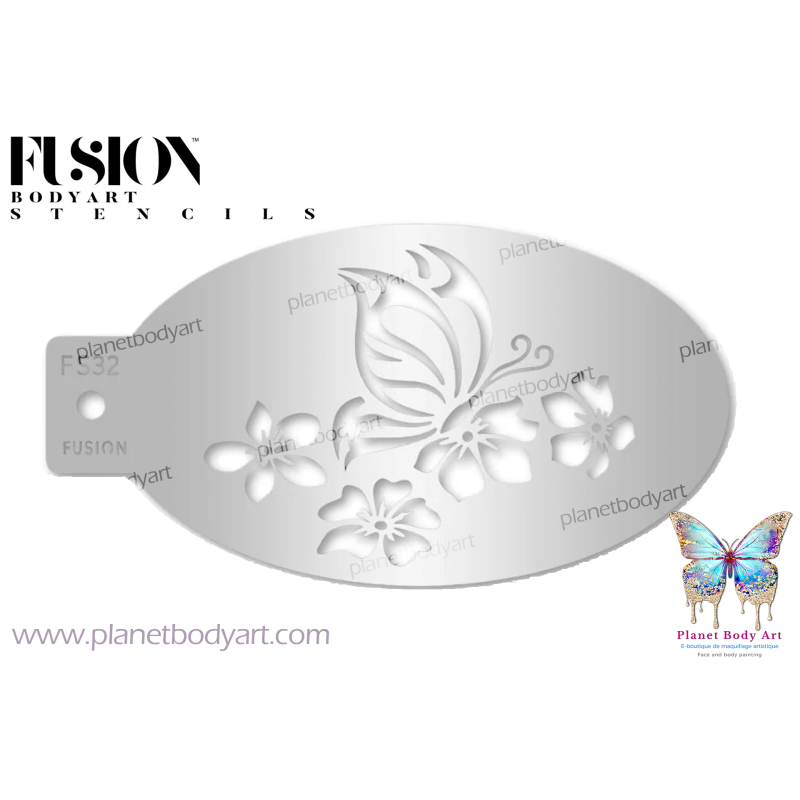 Papillon Fleur - Pochoir - Fusion Body Art Blanc