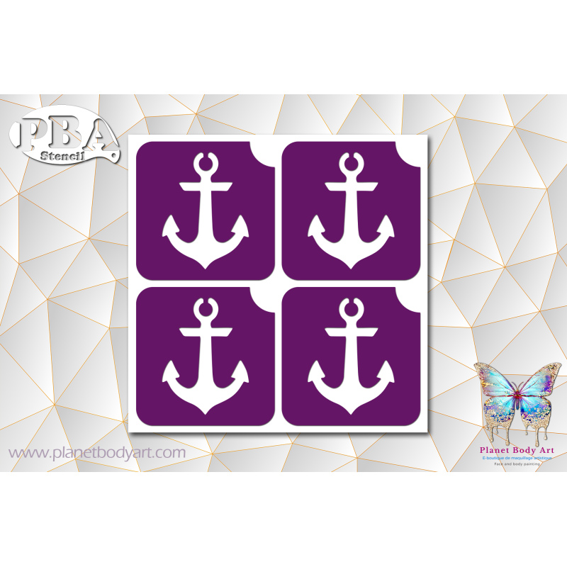 Ancre 45x45 planche de 4 exemplaires | Pochoir Adhésif | PBA Stencil