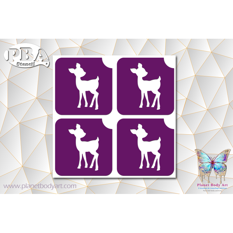 Bambi 45x45 planche de 4 exemplaires | Pochoir Adhésif | PBA Stencil