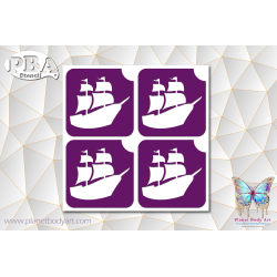 Bateau 45x45 planche de 4 exemplaires | Pochoir Adhésif | PBA Stencil
