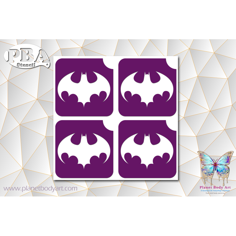 Batman 45x45 planche de 4 exemplaires | Pochoir Adhésif | PBA Stencil