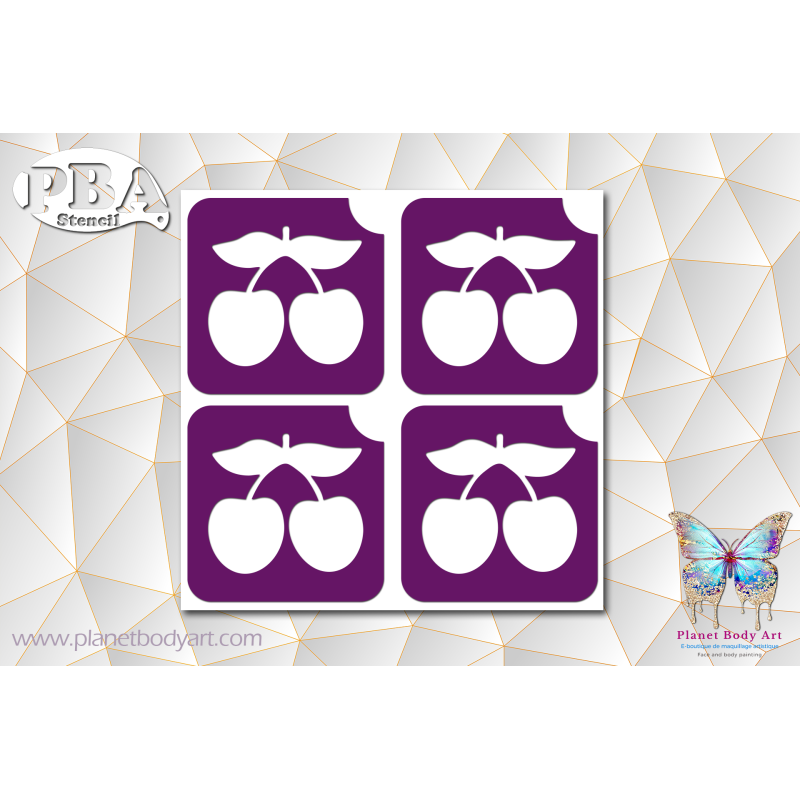 Cerise 45x45 planche de 4 exemplaires | Pochoir Adhésif | PBA Stencil