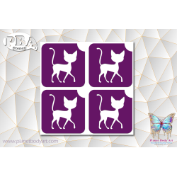 Chat 45x45 planche de 4 exemplaires | Pochoir Adhésif | PBA Stencil