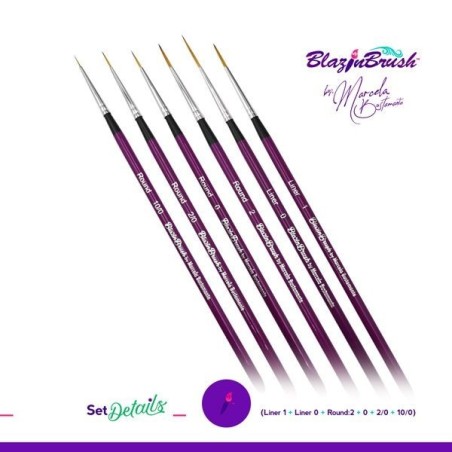 Set 6 pinceaux Ronds & Liners - Collection Details -  Blazin Brush