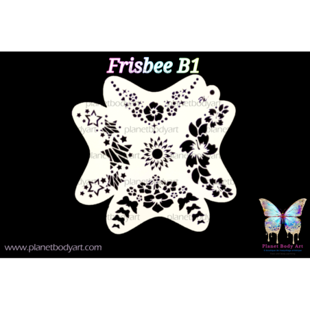 Fleurs et etoiles - B1 - Pochoir Frisbee