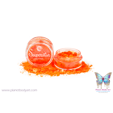 FLUO Orange Chunky paillettes 8ml - Superstar