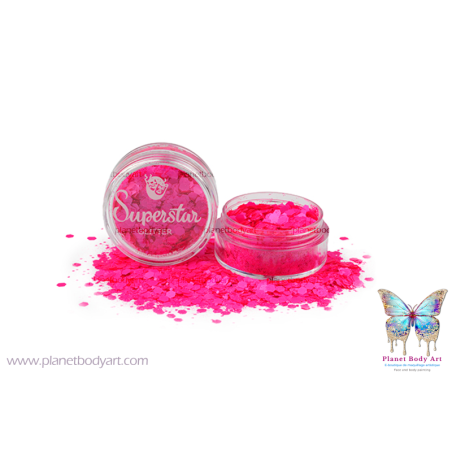 FLUO Rose Chunky paillettes 8ml - Superstar