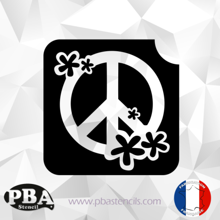 Logo peace fleur 55x55 mm POCHOIRS ADHÉSIF