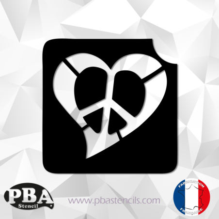 Coeur peace 55x55 mm POCHOIRS ADHÉSIF